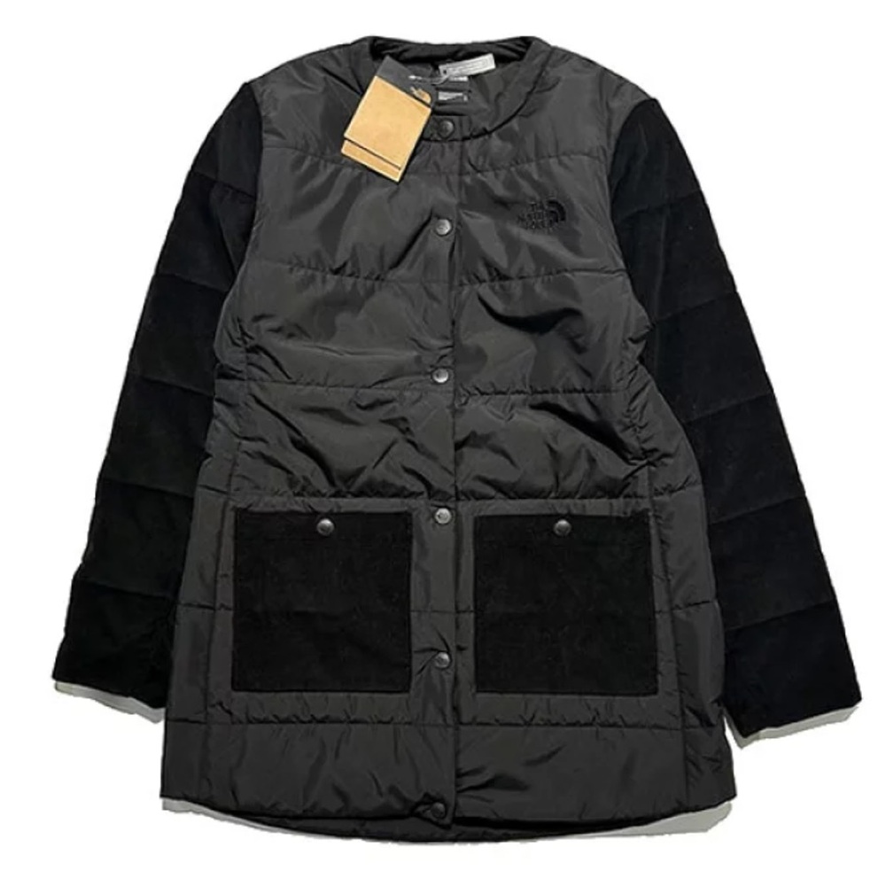 NORTH FACE Harway collarless black long coat size XL